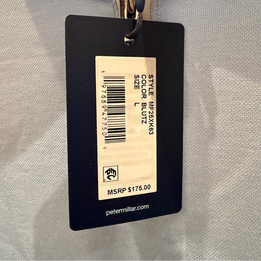 Peter Millar Albatross Cotton-Blend Piqué Quarter-Zip blue topaz MF25XK63 NWT - Picture 2 of 4